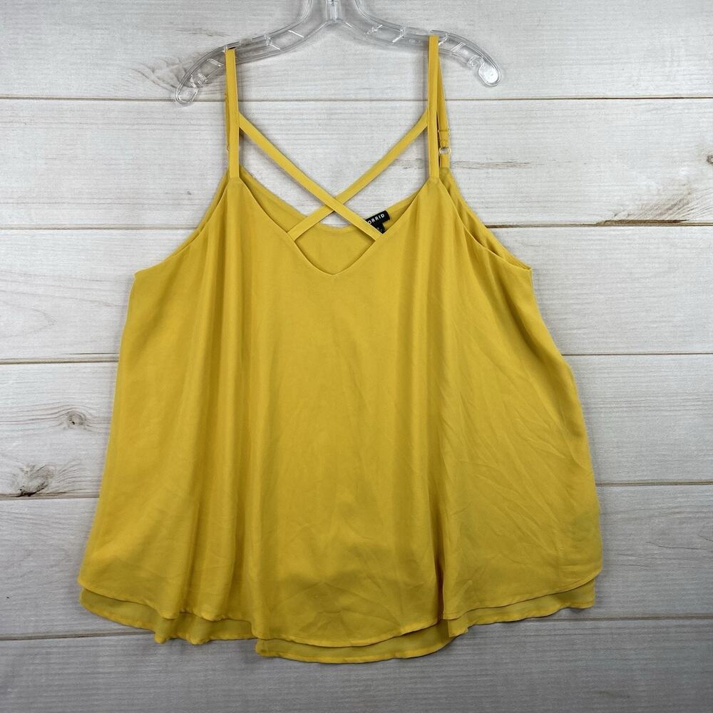 Torrid Top Women 2 Yellow Flowy Strappy Front Cami Tank Beach Party Cruisewear